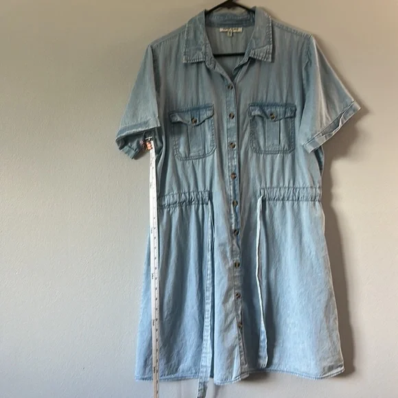 Speed Limit MPH Acid Wash Denim Mini Dress XL - Picture 5 of 6